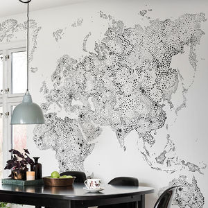 contemporary wallpaper / map / non-woven / printed