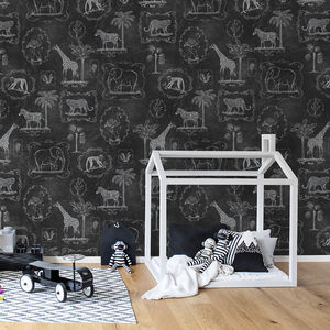 contemporary wallpaper / animal motif / sketch / non-woven