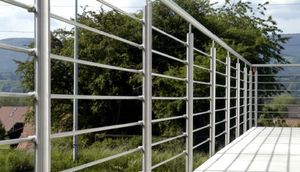 stainless steel railing / with bars / outdoor / for stairs