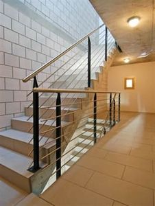 stainless steel railing / with bars / indoor / for stairs