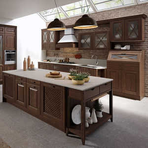 traditional kitchen / lacquered wood / island / matte