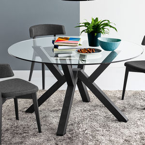 contemporary table / wooden / glass / round