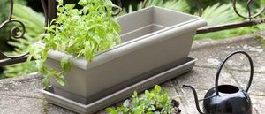 resin planter / plastic / rectangular / contemporary