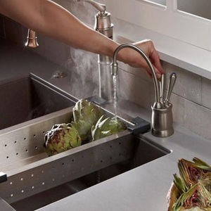 washbasin mixer tap / stainless steel / kitchen / 1-hole