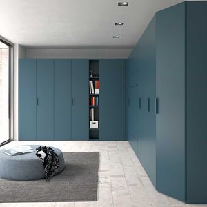 contemporary wardrobe / lacquered wood / sliding door / with swing doors