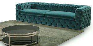 Chesterfield sofa / fabric / 3-seater / blue