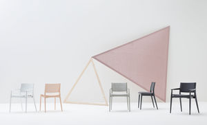 contemporary chair / upholstered / with armrests / fabric