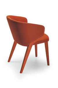 contemporary chair / ash / fabric / leather