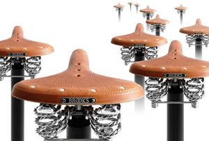 original design bar stool / leather / metal / contract