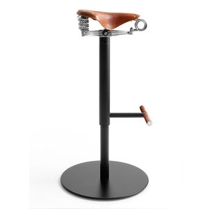 bar stool / original design / leather / metal