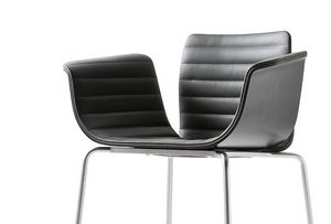 contemporary bar chair / with armrests / sled base / fabric