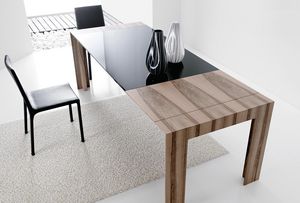 contemporary table / glass / oak / walnut