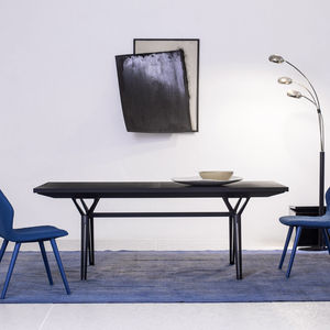 contemporary table / steel / oak / solid wood