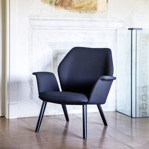 contemporary armchair / fabric / leather / gray