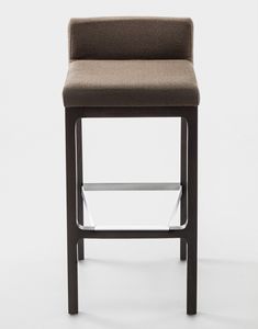 contemporary bar stool / solid wood / leather / fabric