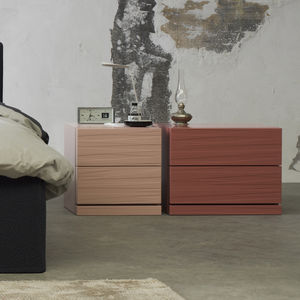 contemporary bedside table / lacquered wood / rectangular / square