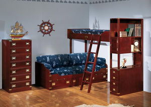 bunk bed / single / marine / mahogany