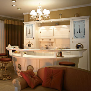 traditional kitchen / wooden / glass / island