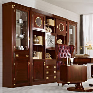 high bookcase / traditional / mahogany / glass