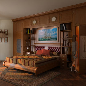corner walk-in wardrobe / contemporary / wooden / with hinged door