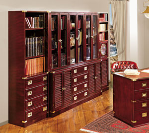 high bookcase / traditional / mahogany / glass