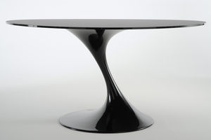 contemporary table / glass / round