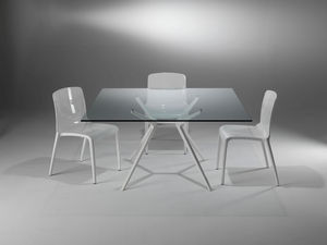 contemporary table / glass / rectangular / square