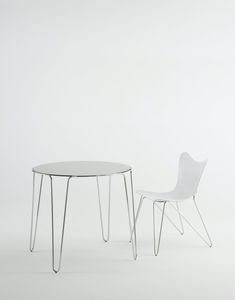 contemporary table / wooden / round / stackable