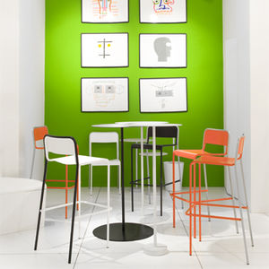 contemporary high bar table / painted metal / round / outdoor