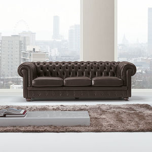 Chesterfield sofa / leather / fabric / 2-seater