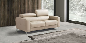 sofa bed / contemporary / leather / fabric