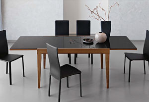 contemporary table / glass / beech / rectangular