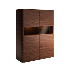 contemporary display case / with legs / glass / wooden