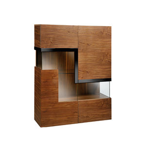 contemporary display case / with legs / glass