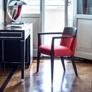 traditional restaurant chair / with armrests / upholstered / fabric