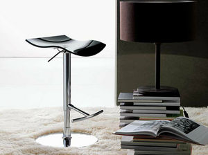 leather task stool / adjustable / swivel / upholstered