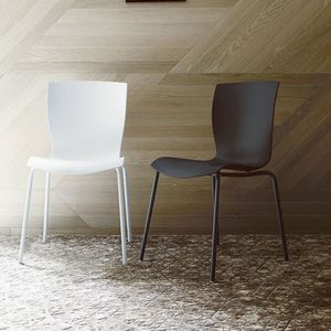 contemporary chair / stackable / upholstered / leather