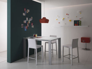 contemporary table / glass / lacquered wood / square