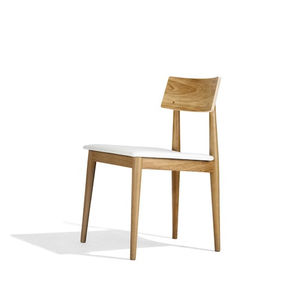 contemporary visitor chair / upholstered / fabric / oak
