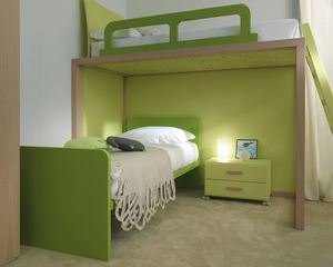 pull-out bed / single / contemporary / with headboard