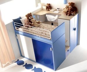 combined bed / single / contemporary / wooden