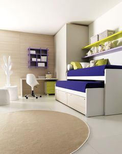 single bed / nesting / contemporary / wooden