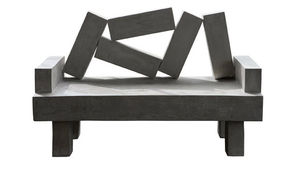 original design upholstered bench / concrete / with backrest / garden