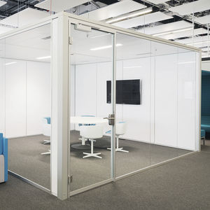 removable partition / glass / aluminum / for open space