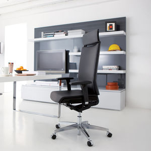 contemporary executive chair / leather / fabric / on casters