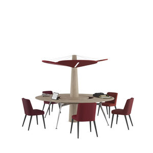 contemporary work table / wooden / melamine / round
