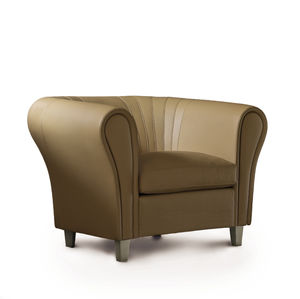 contemporary visitor armchair / leather / with armrests / brown