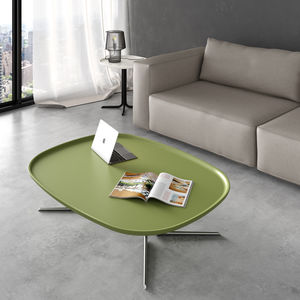 contemporary coffee table / solid wood / natural oak / metal