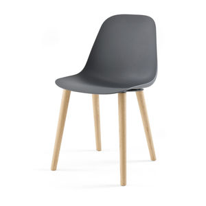 contemporary visitor chair / stackable / sled base / oak