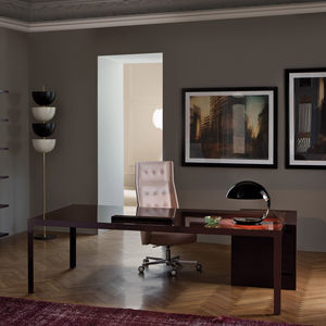 contemporary executive chair / leather / fabric / aluminum
